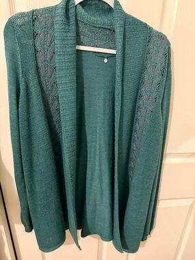 Open-Front Teal Green Women's Cardigan Sweater - GORGEOUS COLOR!